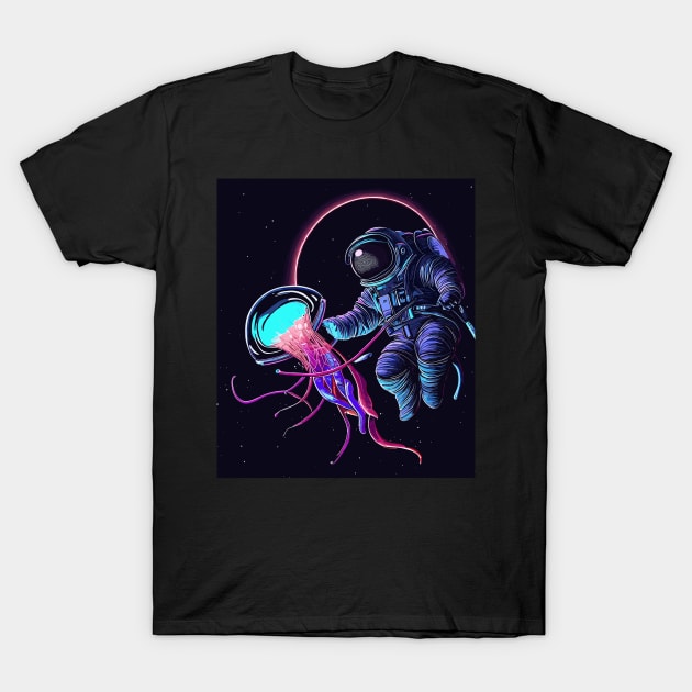 Astronaut meet Jellyfish T-Shirt by TomFrontierArt